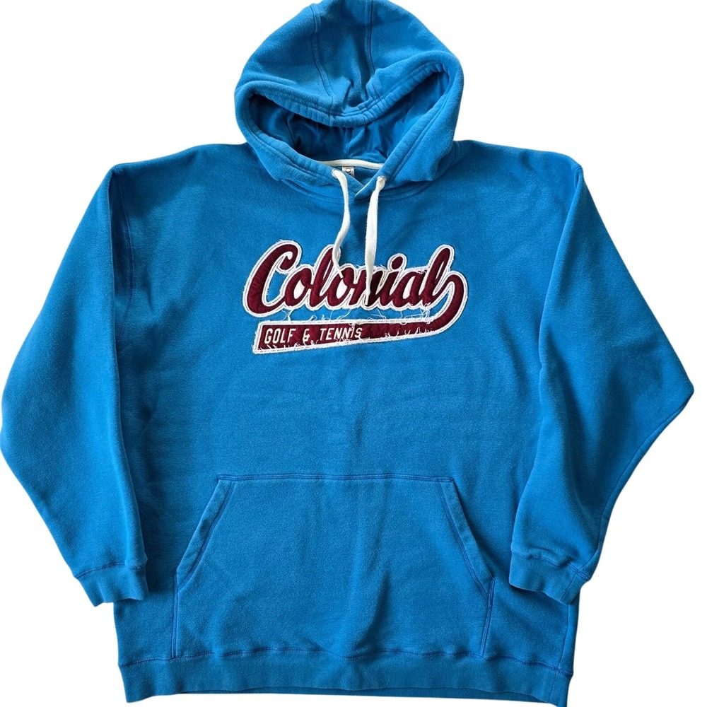 Ouray Mens Size 2XL Blue Colonial Golf & Tennis Distressed Patch Pullover Hoodie
